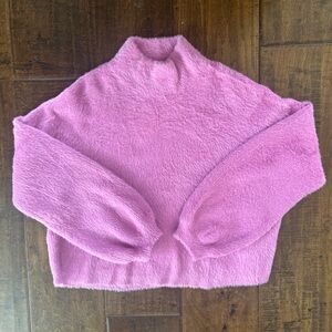 Truth by Republic super soft fuzzy pink cropped turtleneck sweater
